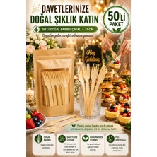 Open City 50'li Doğal Bambu Çatal 17 cm Kullan At Parti Davet Piknik Baby Shower Ikramlık Sunum Seti