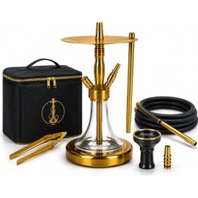Matiat Tobacco Ceya Bd 4-8 Gold Çelik Nargile Takımı Full Set – Çanta, Marpuç, Lüle, Sipsi ve Maşa Dahil
