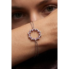 Parmas Design Aura Lila Çelenk 925 Ayar Gümüş Kadın Hediye Bileklik 01780