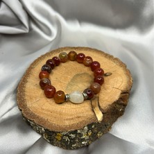 Suerte Accessories El Yapımı Akik Doğal Taş Gümüş Aksesuar Aytaşı Doğaltaş Uçlu Özel Tasarım Kadın Bileklik