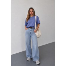 Stilera Kadın Oversize Basic Kısa Kollu Bisiklet Yaka Düz Tişört