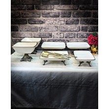 SEÇKİNEV Premium Diamond 11 Parça Döküm Ayaklı Porselen Sunum Tabağı Set