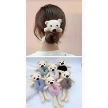 1 Adet Ayıcıklı Peluş Lastik Toka Peluş Toka Ayıcık Toka Çocuk Tokası Tüylü Toka