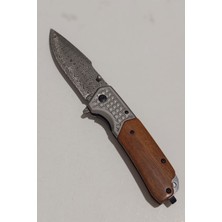 Depo Trend Depotrend Ahşap Kabzalı Yarı Otomatik Damascus Desenli Çakı YA-DA340