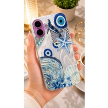 Edelfu iPhone 16 Plus Uyumlu - Aurora Parlak Tüy Desenli Gümüş Koruyucu Silikon Telefon Kılıfı