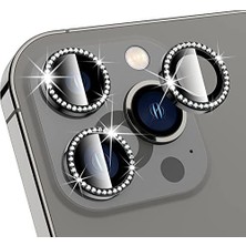 Iphone 12 Pro Max Taşlı Lens Koruyucu Premium Kalite ve Görünüm(3'lü Set) (Siyah)