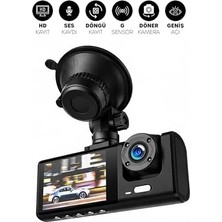 3 Kameralı LCD Ekran Araç Kamerası Fullhd Geniş Açı Ön + Arka + Araç Içi Kamera Hareket Sensörü C309