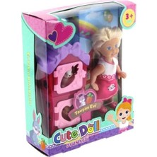Cute Doll Mini Bebek Tavşanlı ve Iki Katlı Kulübe Oyun Seti