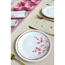 Erbaşlar Lüx Seramik Sakura Çiçeği 14 Parça 6 Kişilik Kahvaltı Takımı, Seti Pembe