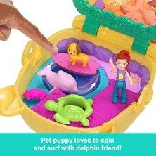 Polly Mini Bebek ve Aksesuarları ile Ananas Köpekçik Plajı Mini Oyun Seti, Mikro Bebek ve Evcil Hayvanlar Dahil 8 Aksesuar, JFV00