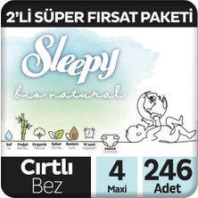 Bio Natural 2'li Fırsat Paketi Bebek Bezi 4 Numara Maxi 246 Adet