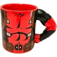 Deadpool Tasarımlı Kupa Bardak, 500ML, Çelik, Kırmızı-Siyah, Özel Kulp