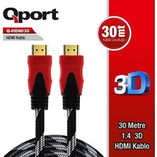 Qport Q HDMI30 30 Metre Altın Uçlu HDMI Kablo
