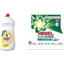 Ultra Hızlı Sıvı Bulaşık Deterjanı Limon ve Limonu, 1500 ml & Ariel Dağ Esintisi Toz Çamaşır Deterjanı 1.5 kg