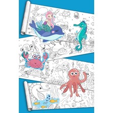 Sinaticaret Sualtı Yaşamı Okyanus Temalı Dev Boyama Kağıdı Rulosu, 5 Metre x 45 Cm, Çocuklar Için Eğitici Aktivite