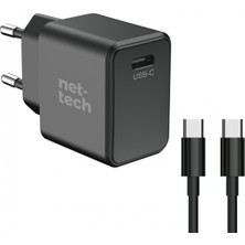 Nettech NT-HCH04 Pd Ganprime 30W Type-C To Type-C Şarj Aleti (Siyah)