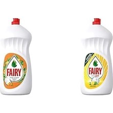 Sıvı Bulaşık Deterjanı Portakal Kokulu, 1500 ml & Fairy Ultra Hızlı Sıvı Bulaşık Deterjanı Limon ve Limonu, 1500 ml