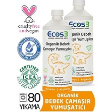 Ecos3 Organik Bebek Çamaşır Yumuşatıcı- 80 Yıkama (2 x 1000 Ml)