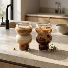 Borosilikat Cam Bardak, 350 ml Geniş Kapasite, Dayanıklı Yapı, Makinede Yıkanabilir, Ev Ofis Restoran Için Kullanıma Uygun Çift Boğumlu Borosilikat Cam Çay Kahve Espresso Sunum Bardağı