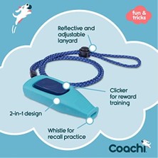 Of Animals, Coachi Whizzclick, 2'si 1 Arada Kombine Klik ve Düdük, 41112A, Açık Mavi/lacivert (2 Paketi)