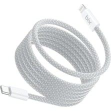 Bix T4CL-WT 1 Metre Beyaz 27W Type C To Lightning Şarj Kablosu, Manyetik Tasarımlı Örgülü Hızlı Şarj ve Data Kablosu, (Tüm Lightning iphone ve ipad ile Tam Uyumluluk) (Beyaz)