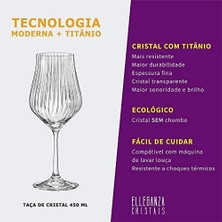 Tulipa Optic Kırmızı Şarap Kadehi, Kristal Cam, 450 Ml, 6'lı Set