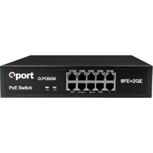 Qport Q-POE8M 8 Port 10/100 + 2 Port 10/100/1000 Uplınk Poe Swıtch