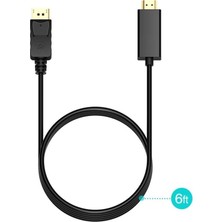 1843 1.8 Metre Displayport To HDMI Çevirici Dönüştürücü Adaptör Kablosu 24 Ayar Altın Kaplama Giriş Uçları Yüksek Kaliteli