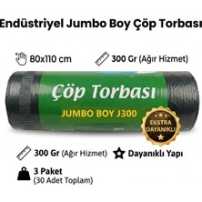 Günflex Endüstriyel Jumbo Boy Çöp Torbası – 80X110 Cm, 300 Gr, 3 Paket (Toplam 30 Adet), Dayanıklı