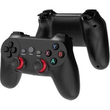 Çift Josystick 2.4g Kablosuz Oyun Kolu Pc Uyumlu Pilli Joystick Gamepad USB Dongle Bağlantı Kaymaz Tasarım 0019 Siyah (0019 - Çiftli Siyah)