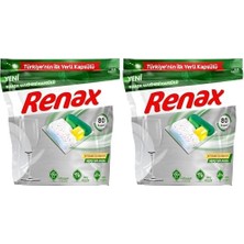 Renax Bulaşık Makinesi Kapsülü, 160'LI Paket, Enzim ve Oksijen Bazlı Ağartıcı Içeren Formül, Citral ve Limon Kokulu