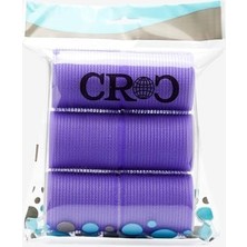 Croc 1203 Mor Cırtlı Sünger Bigudi 6lı Çap 5cm +10LU Plastik Saç Pensi