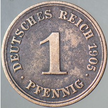 Banknoting Almanya 1 Pfennig 1905 D Iı. Wilhelm Dönemi.
