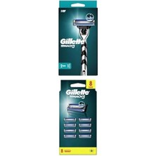 Mach 3 Makine 1 Up + Yedek Tıraş Bıçağı 8 Li + Tıraş Jeli 200 ml