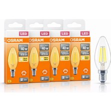 LED Mum Ampul 4W E14 2700K Dimmer Uyumlu 4'lü Paket 470 Lümen 40W Eşdeğer Şeffaf Filament Ampul Sarı Işık