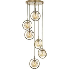 AV-60291-6ET Eskitme Kaplama Modern Avize E14 Metal Cam 40CM