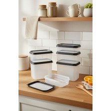 Hide Plus 6'lı Saklama Kabı Siyah (2x 1,9lt - 2x 1 Lt - 2x 0,70 Lt)