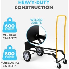 Simpli- 800LBS Kapasite 2'si 1 Arada Dönüştürülebilir El Kamyonu ve Dolly, 10 "düz Serbest Lastik Tekerlekler, Sarı Saplı Siyah.
