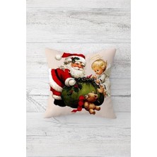 Pelangi Baba Christmas Yılbaşı Gizli Fermuarlı Kırlent Kılıfı Koltuk Yastık Kılıfı TAKIM(4ADET), Kırmızı 45 x 45