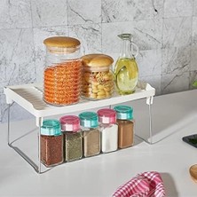 Dolap Içi Raf Düzenleyici, Metal Ayaklı, Plastik Mutfak Rafı, Tezgah Üstü Yer Kazandıran Organizer, 14X30CM
