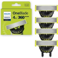 Norelco Oneblade 360 Bıçaklar, Oneblade Elektrikli Tıraş Makinesi ve Düzeltici Için Orijinal Yedek Bıçaklar, 4'lü Paket, QP440/80