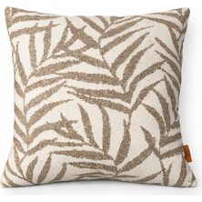 Leaf Gri - Krem - Taş Rengi Dekoratif Yastık 45X45 cm – Suya Dayanıklı, Solmaya Dayanıklı Kumaş, Dolgulu Bahçe Balkon ve Teras Kırlenti