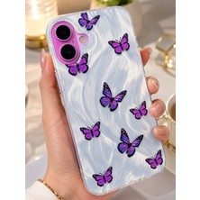 Edelfu iPhone 16 Uyumlu - Aurora Parlak Tüy Desenli Gümüş Koruyucu Silikon Telefon Kılıfı
