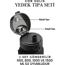 Cor Solis Yedek Suluk Tıpa Seti Uzspace Suluk Matara 650-800-1000-1500 ml ile Tam Uyumlu Sızdırmaz-Sadece Tıpa 3 Set