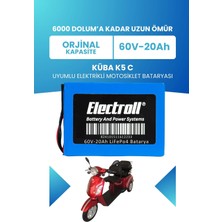 Electroll Küba K5 C Uyumlu Batarya (Standart Kapasite) Lifepo4 60V 20AH Elektrikli Motosiklet Bataryası