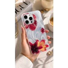 Edelfu iPhone 16 Pro Max Uyumlu - Aurora Parlak Tüy Desenli Gümüş Koruyucu Silikon Telefon Kılıfı