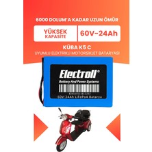 Electroll Küba K5 C Uyumlu Batarya (Yüksek Kapasite) Lifepo4 60V 24AH Elektrikli Motosiklet Bataryası