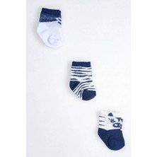 Cocole Socks Erkek Çocuk Soket Çorabı 3’lü Set – Pamuklu Soyut Figür Desenli