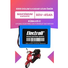 Electroll Küba K5 C Uyumlu Batarya (Maksimum Kapasite) Lifepo4 60V 45AH Elektrikli Motosiklet Bataryası