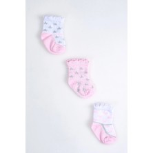 Cocole Socks Kız Çocuk Soket Çorabı 3’lü Set – Pamuklu Fırfırlı Bilek & Simli Yıldız Desenli